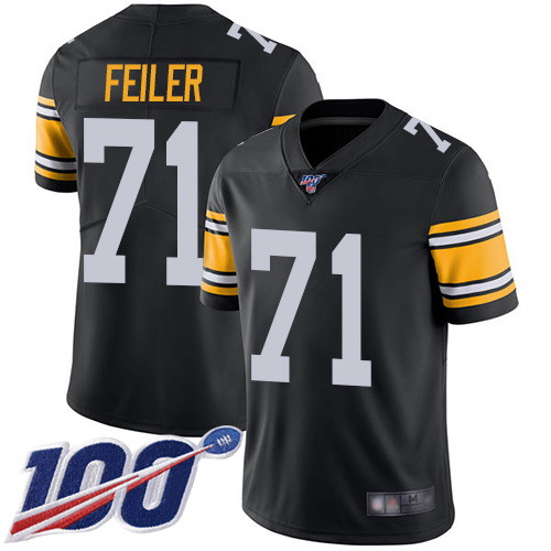 Men Pittsburgh Steelers Football #71 Limited Black Matt Feiler Alternate 100th Season Vapor Untouchable Nike NFL Jersey